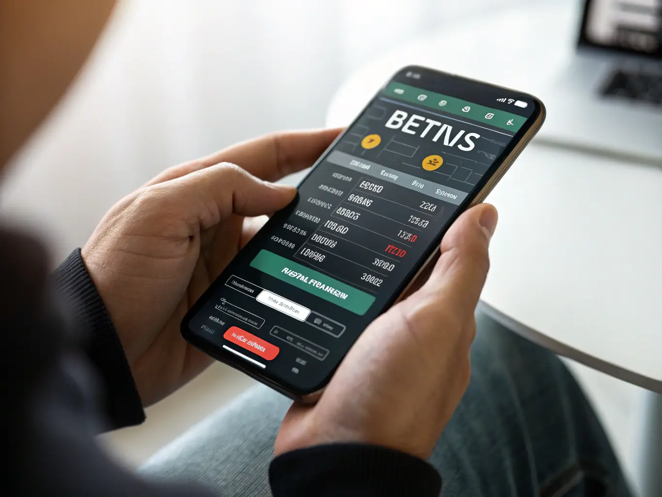A visually engaging image featuring a mobile device displaying the H2bet platform, with a user-friendly interface showcasing live betting options and real-time odds updates. The image should emphasize the convenience and accessibility of betting on H2bet from anywhere, at any time.